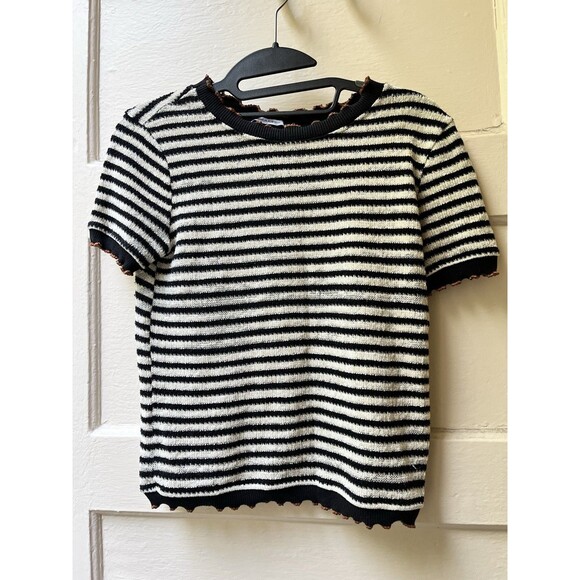 Zara Striped Preppy Tee Small Gothic Preppy Tee Steampunk Knit Twee witchy emo - Picture 1 of 7